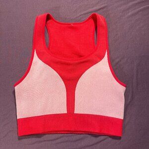 Fabletics Kris Seamless Longline Bra in red/pink - size Small (?)